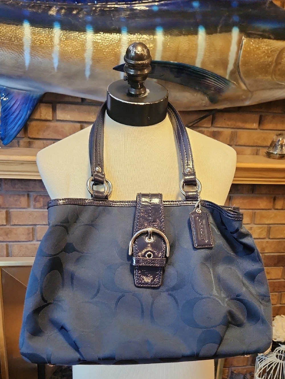 Coach Navy Signature Canvas Shoulder Soho Bag From May 2012